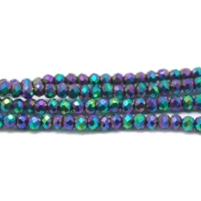 1.5x2mm Blue Purple Faceted Rondelle Crystal Glass Beads