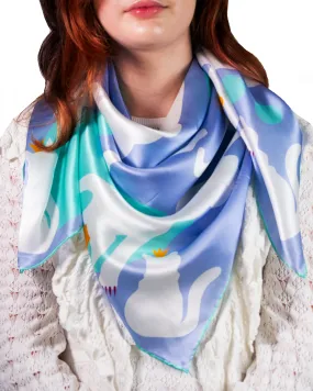 Accessorized Small & Mighty Cat Silk Satin Scarf