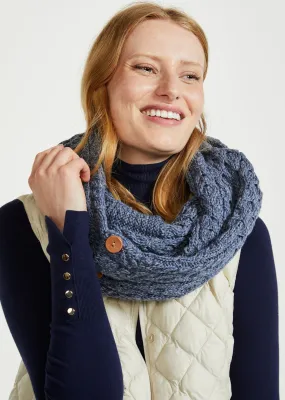 Aran Buttoned Snood | Denim