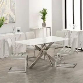 Arlo Marble Top 4 Chair Dining Table Set