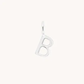 B Initial Charm 9k White Gold