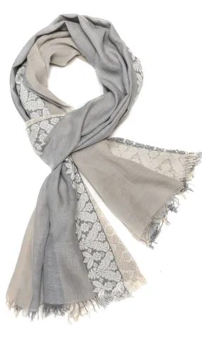 Bengal Border Two-Tone Scarf - Grey