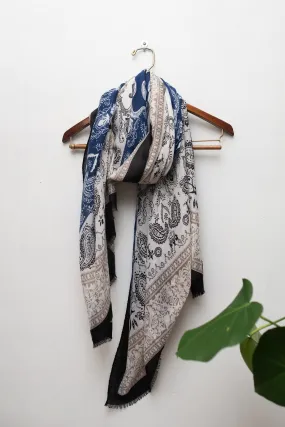 Black Paisley Border Scarf