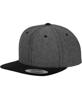 Black/Black - Chambray-suede snapback (6089CH)