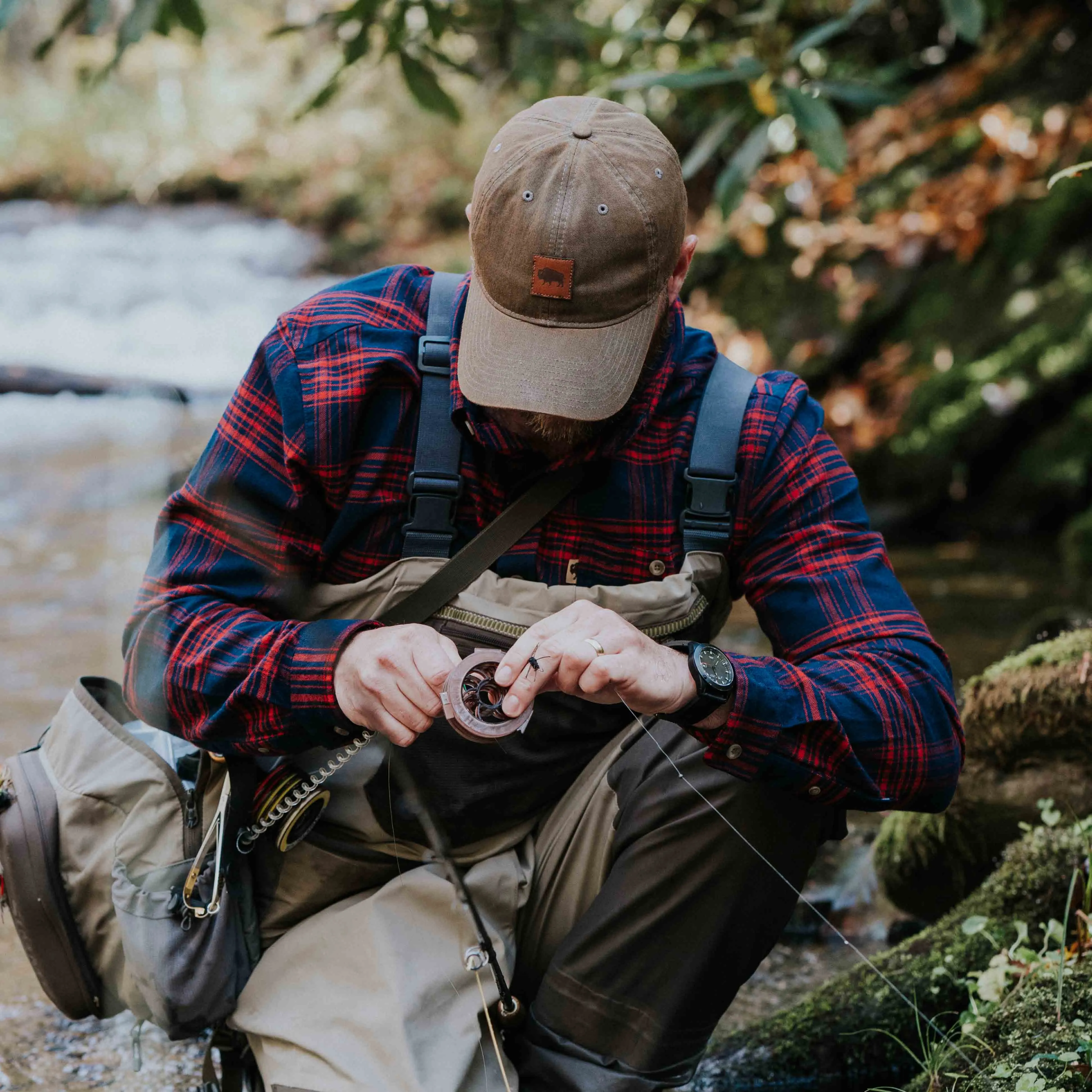 Buffalo Jackson Stamp Logo - Leather Patch Hat | Brown