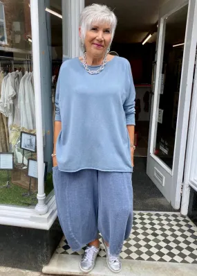 Cashmere Mix Round Neck Knit in shades of Blue