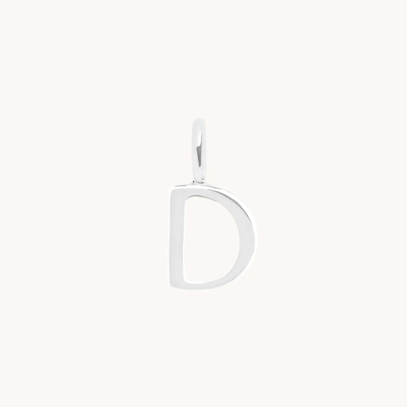 D Initial Charm 9k White Gold