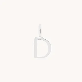 D Initial Charm 9k White Gold