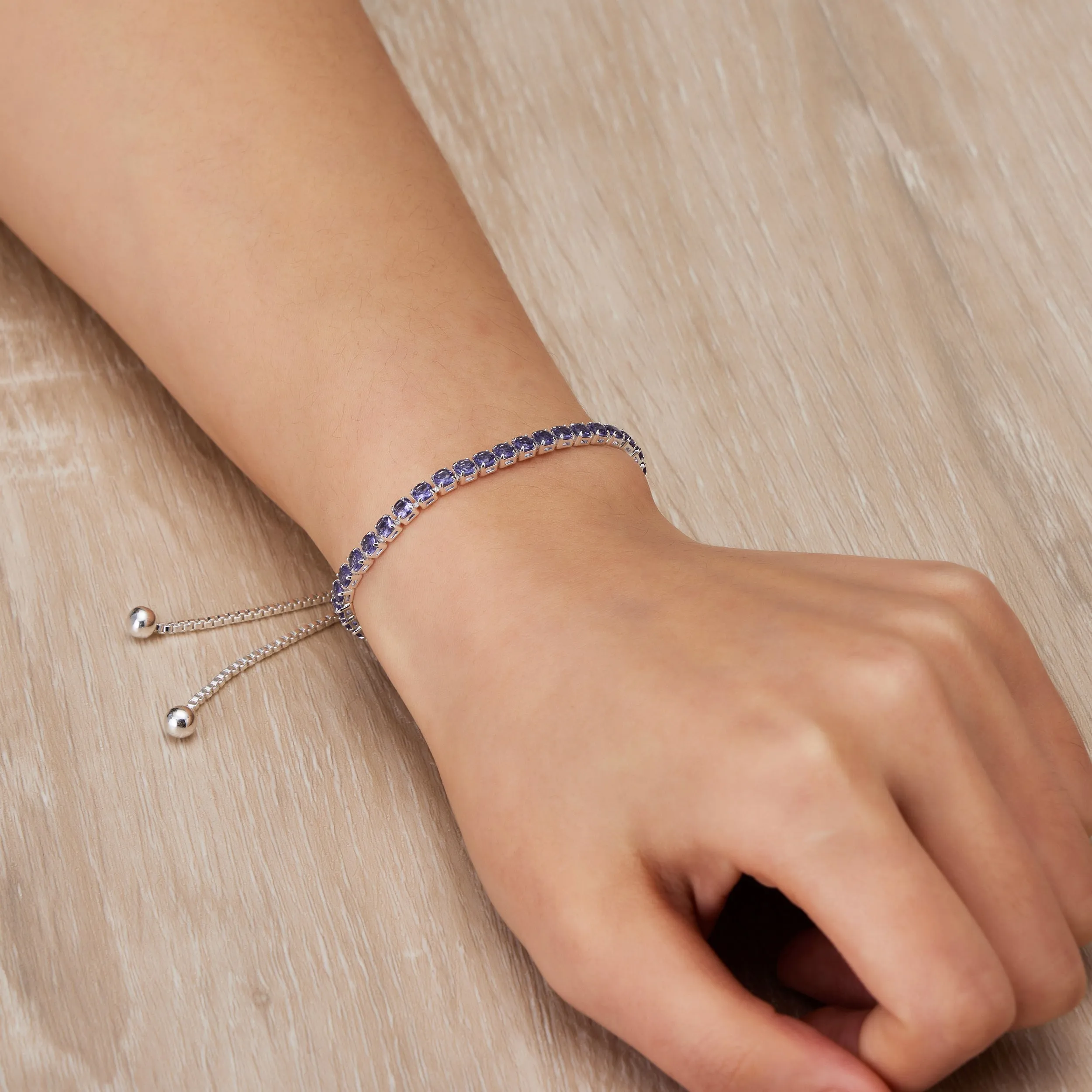 February Birthstone Friendship Bracelet with Amethyst Zircondia® Crystals