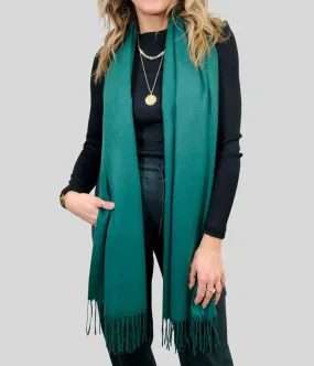 Forest Green Plain Wool Blend Scarf