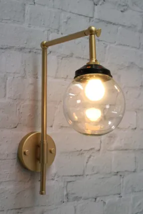 Glass Ball Hook Swivel Arm Wall Light