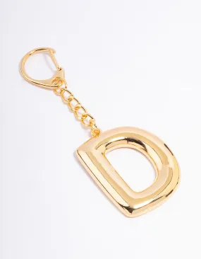 Gold Plated Letter 'D' Initial Key Ring