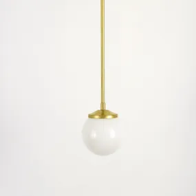 Medium Opal Glass Stemmed Pendant Light - Brass