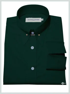 Men's Pin Collar Shirt- Dark Green Pin Collar Shirt.