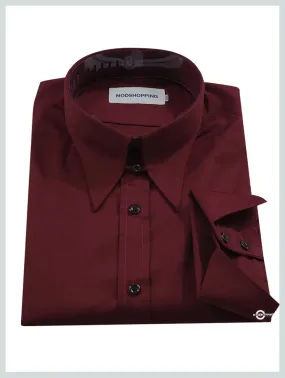 Men's Tab Collar Shirt | Burgundy Tab Collar Shirt