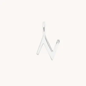 N Initial Charm 9k White Gold