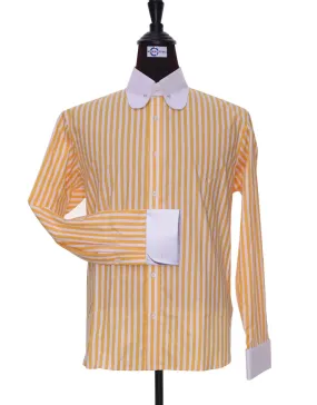 Penny Pin Collar Shirt - Orange And White Stripe Shirt