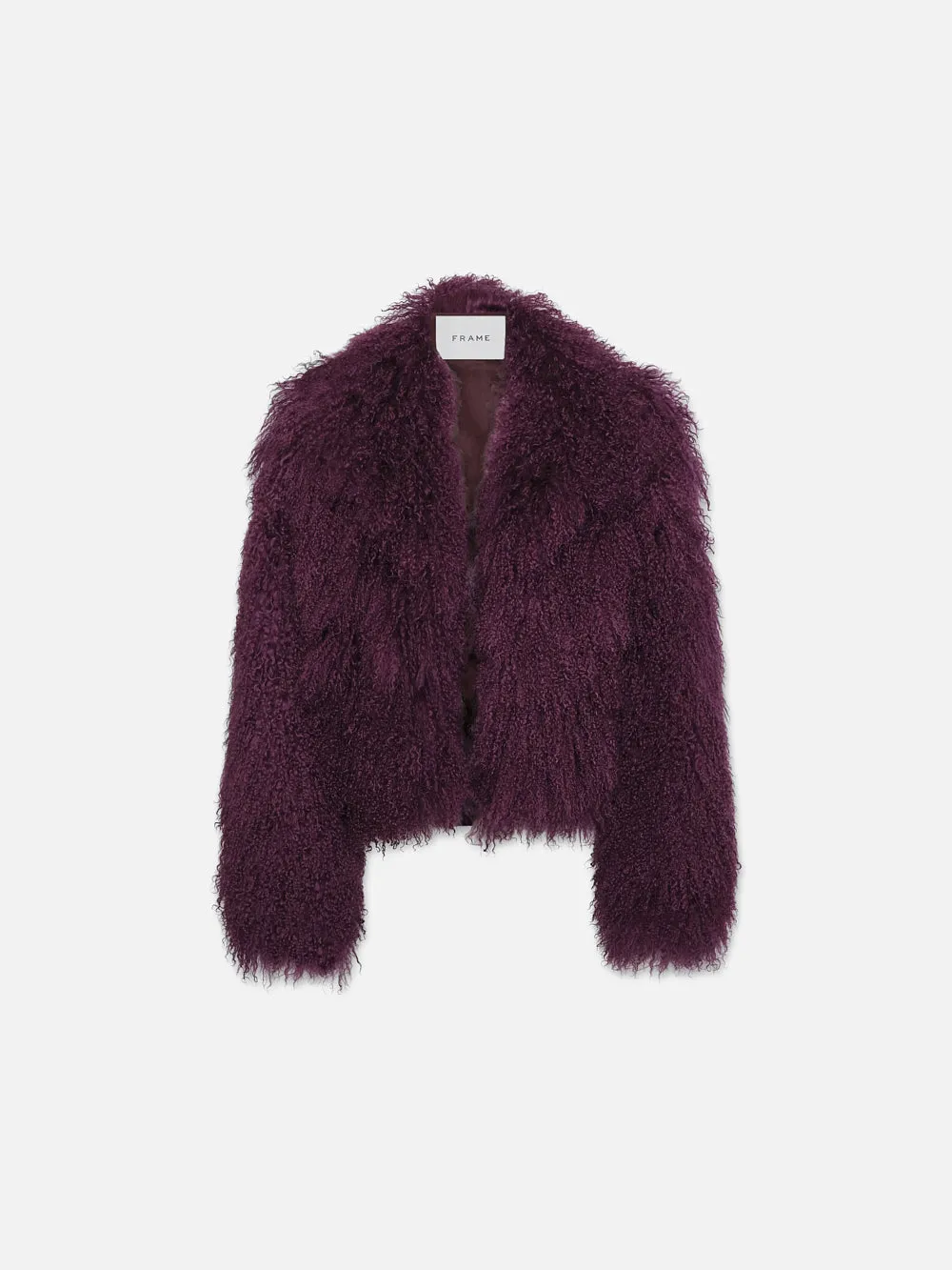 Shaggy Shearling Coat -- Plum