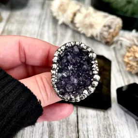 Size 8.5 Big Raw Amethyst Purple Crystal Ring in Fine Silver / Foxlark Collection - One of a Kind