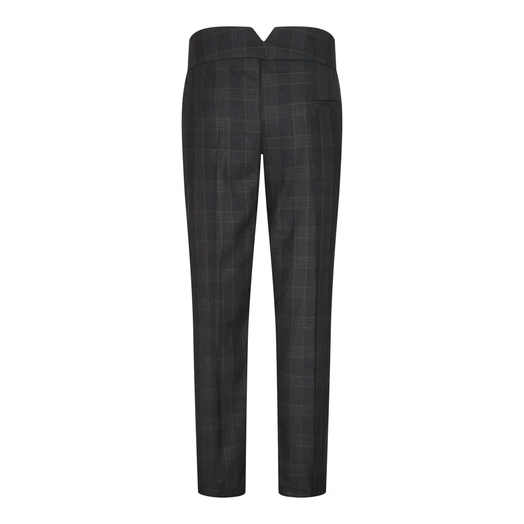 ws-10 - Women's 3 Piece Suit Dark Grey Check Formal Office Work